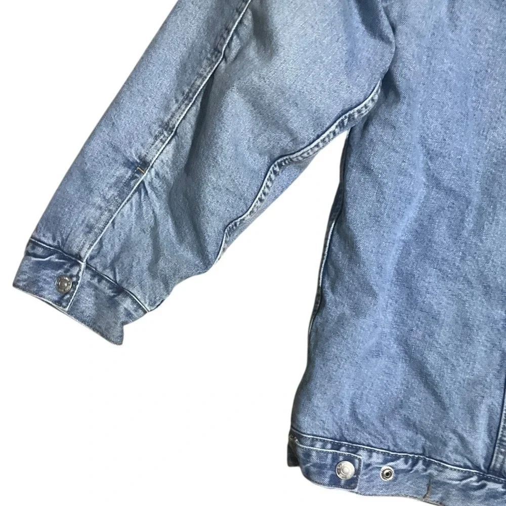 GAP Denim Mens XXL Light Wash Sherpa Lined Trucker Jacket Blue Jean Coat XXL - Picture 5 of 8